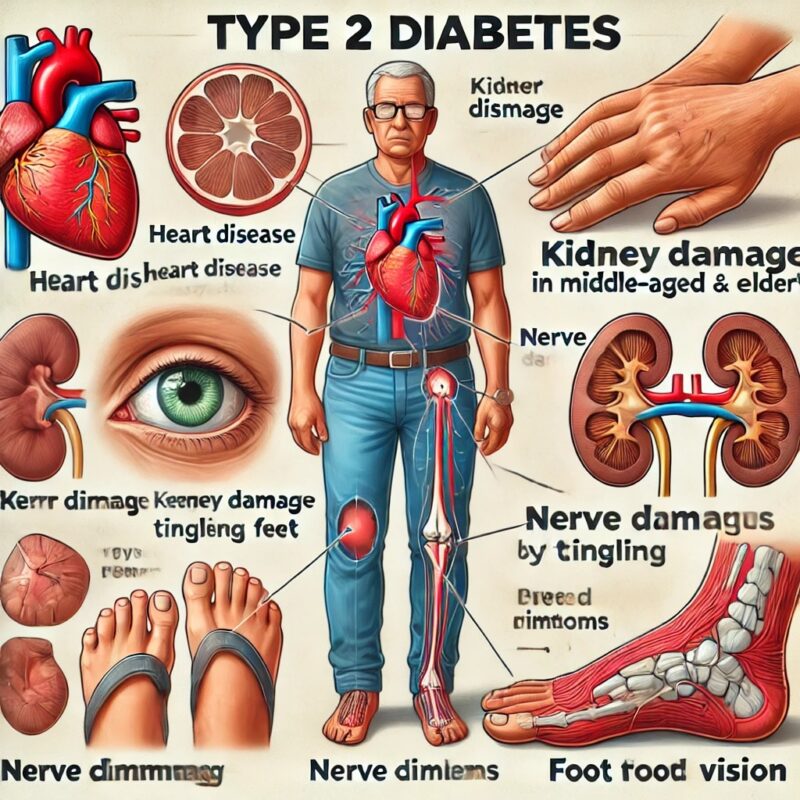 عوارض بیماری دیابت 2 برای میانسالان و سالمندان